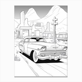 Radiator Springs (Cars) Fantasy Inspired Line Art 3 Canvas Print