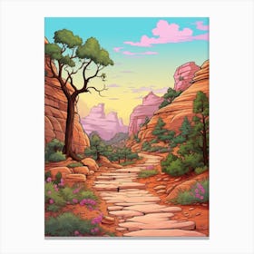 Zion Narrows Usa 1 Hike Illustration Canvas Print