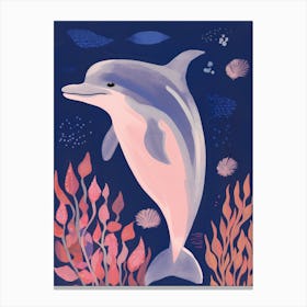 Playful Illustration Of Dolphin For Kids Room 2 Canvas Print