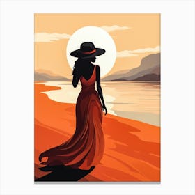 Illustration of an African American woman at the beach 110 Canvas Print