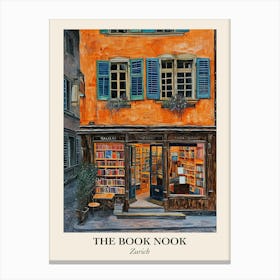 Zurich Book Nook Bookshop 4 Poster Canvas Print