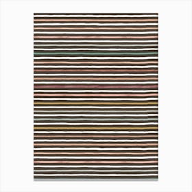 Marker Stripes Colorful Dark Brown Canvas Print