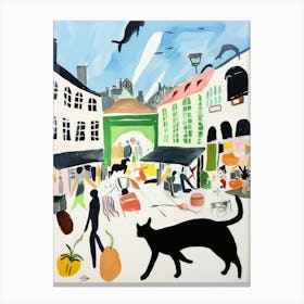 The Food Market In Copenhagen 3 Illustration Canvas Print