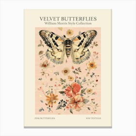 Velvet Butterflies Collection Pink Butterflies William Morris Style 1 Canvas Print