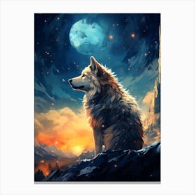 Wolf In The Moonlight Canvas Print