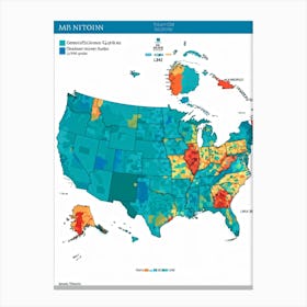 An Intricately Laid Out Vector Map Showcasing The American Commonwealth States Highlighting The Geo (2) Canvas Print