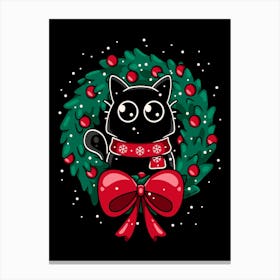 Christmas Cat Wreath Canvas Print