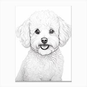 Bichon Frise Dog, Line Drawing 4 Canvas Print