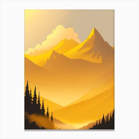 Misty Mountains Vertical Composition In Yellow Tone Canvas Print