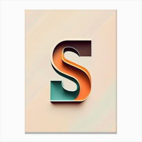 S, Letter, Alphabet Retro Minimal 3 Canvas Print