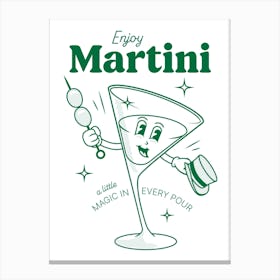 Martini retro cocktail in green Canvas Print