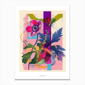 Anemone 4 Neon Flower Collage Poster Canvas Print