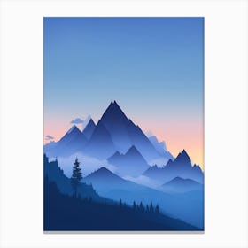 Misty Mountains Vertical Composition In Blue Tone 5 Canvas Print