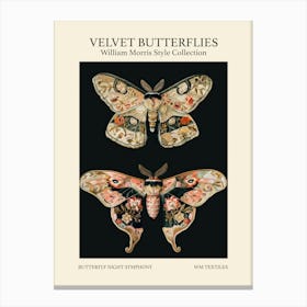 Velvet Butterflies Collection Butterfly Night Symphony William Morris Style 8 Canvas Print