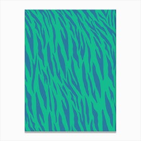 Green and blue Zebra Stripes  Canvas Print