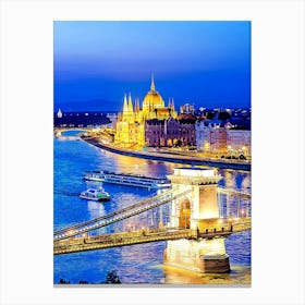 The River Danube, Chain Bridge Canvas Print