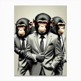 Three Chimpanzees In Suits Canvas Print