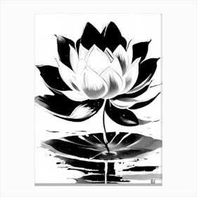 Lotus Symbol Black And 1 White Painting Canvas Print