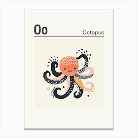 Animals Alphabet Octopus 1 Canvas Print