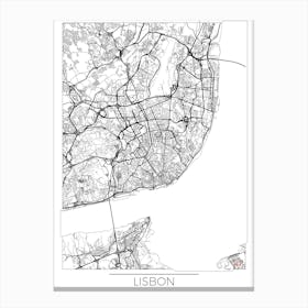 Lisbon Map Minimal Canvas Print