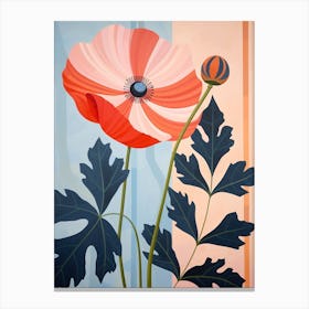 Poppy 5 Hilma Af Klint Inspired Pastel Flower Painting Canvas Print