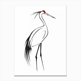 Crane bird black and white Canvas Print