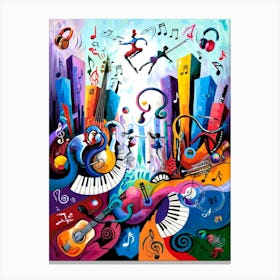 Music In the City Abstract Painting Canvas Print