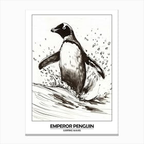 Penguin Surfing Waves Poster 5 Canvas Print