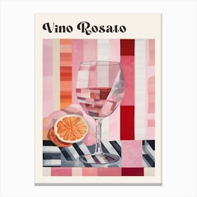 Vino Rosato Retro Italian Wine Poster Canvas Print