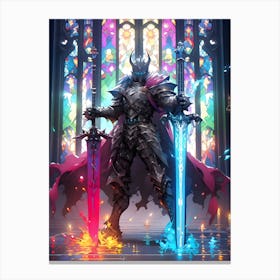 Knight With Swords Canvas Print