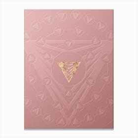 Geometric Gold Glyph on Circle Array in Pink Embossed Paper n.0056 Canvas Print