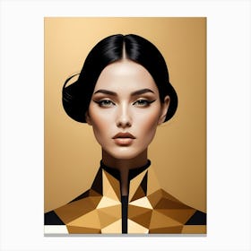 Geometric Woman Portrait Luxury Gold (15) Canvas Print