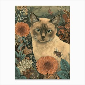 Burmese Cat Japanese Illustration 4 Canvas Print