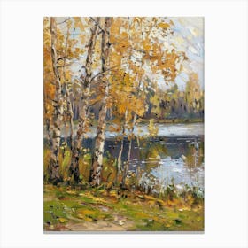Birch Trees By The Lake 10 Canvas Print