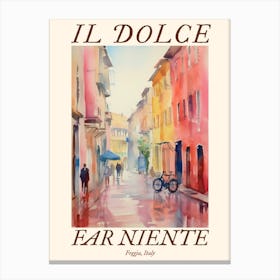 Il Dolce Far Niente Foggia, Italy Watercolour Streets 4 Poster Canvas Print