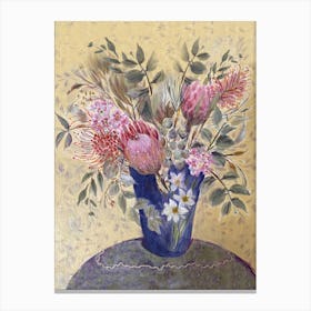 Botanical Still Life in Blue Vintage Vase Canvas Print