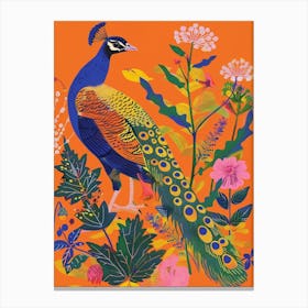 Spring Birds Peacock 5 Canvas Print