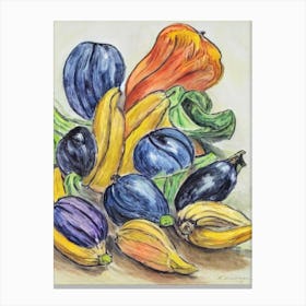 Plantain Vintage Sketch Fruit Canvas Print