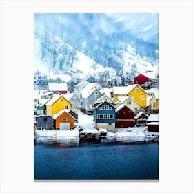 Houses And Winter Canvas Print