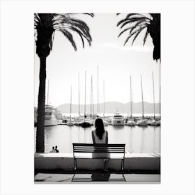 Cannes, France, Mediterranean Black And White Photography Analogue 3 Canvas Print