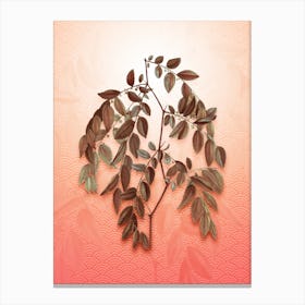 Jujube Vintage Botanical in Peach Fuzz Seigaiha Wave Pattern n.0224 Canvas Print