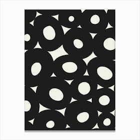 Abstract Organic Circular and Oval Cells Black on White Canvas Print