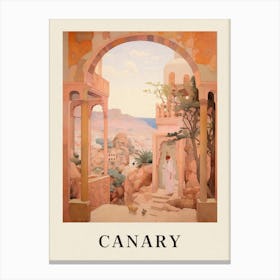 Canary Islands Spain 1 Vintage Pink Travel Illustration Poster Canvas Print