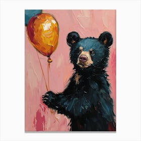 Cute Black Bear 2 With Balloon Canvas Print