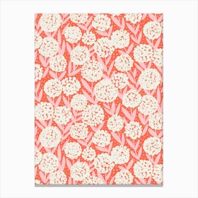 Blooming Abstract Allium Flowers Cream Pink Salmon Canvas Print