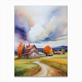 Barn On A Road Canvas Print