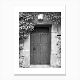 Spanish Door Black And White Photograph Canvas Print