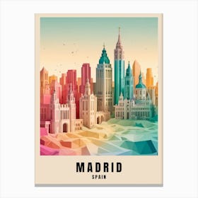 Madrid City Travel Poster Spain Low Poly (19) Canvas Print