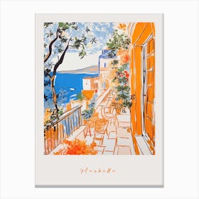 Marbella Spain 3 Orange Drawing Poster Canvas Print