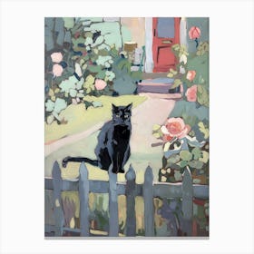 Black Cat On A Fence Canvas Print